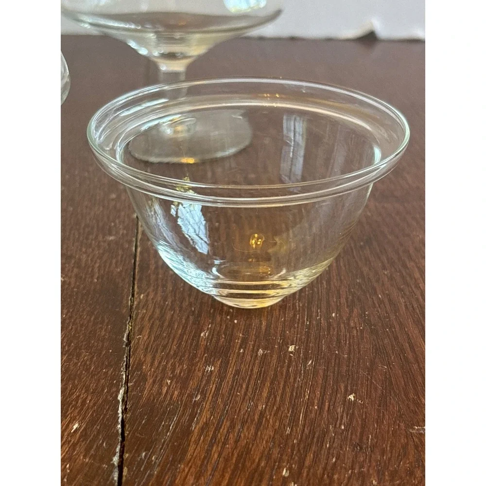 Vintage‎ Etched Glass Shrimp Cocktail Servers Set of 4 Chiller Bowls with Liners